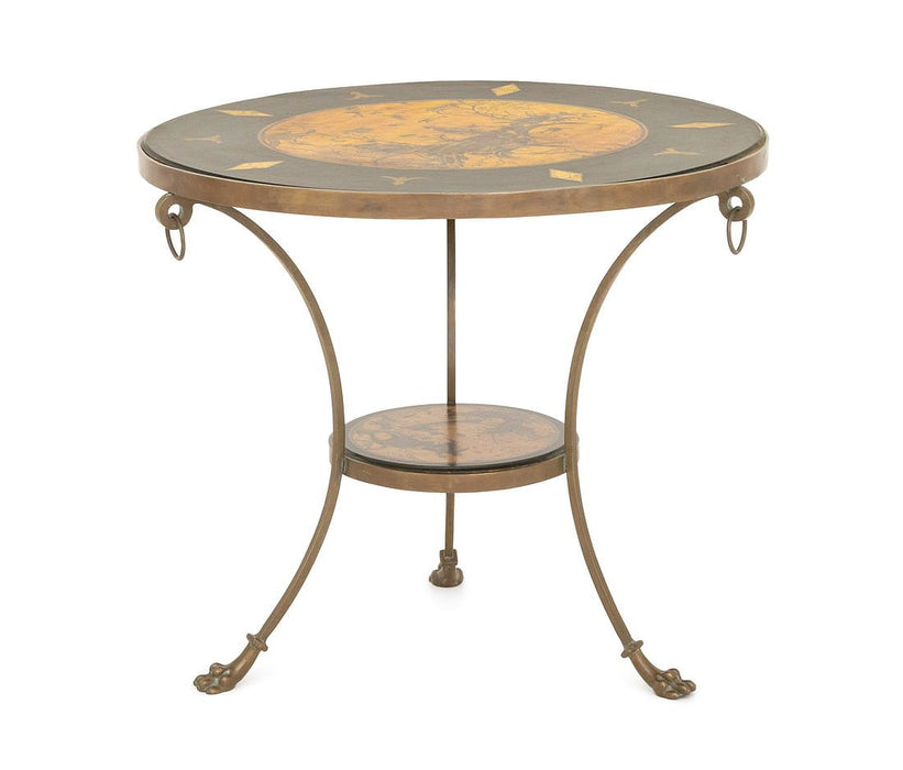 Chinoiserie Brass Gueridon End Table