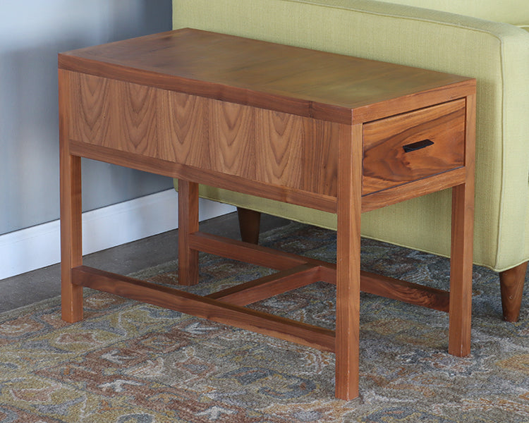 Slim Walnut End Table w/One Drawer