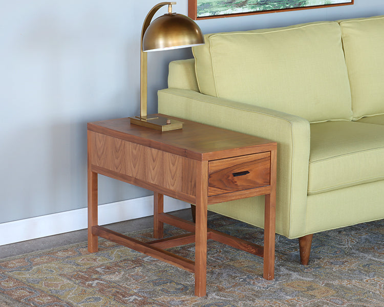 Slim Walnut End Table w/One Drawer