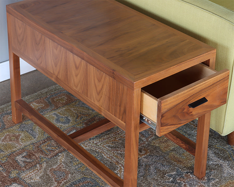 Slim Walnut End Table w/One Drawer
