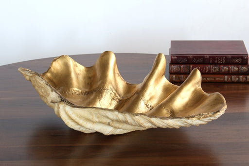FIG289 Antiqued Gold Clamshell Centerpiece