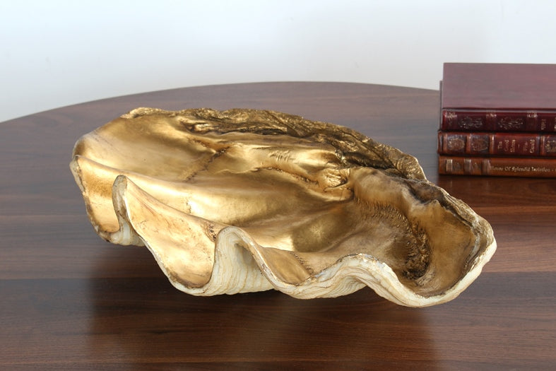 FIG289 Antiqued Gold Clamshell Centerpiece