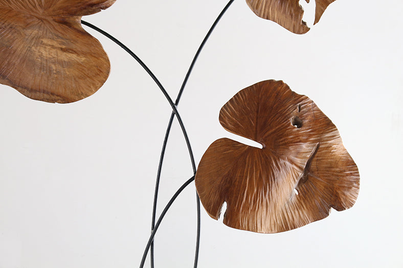 FIG362 Carved 3-Leaf Sculpture