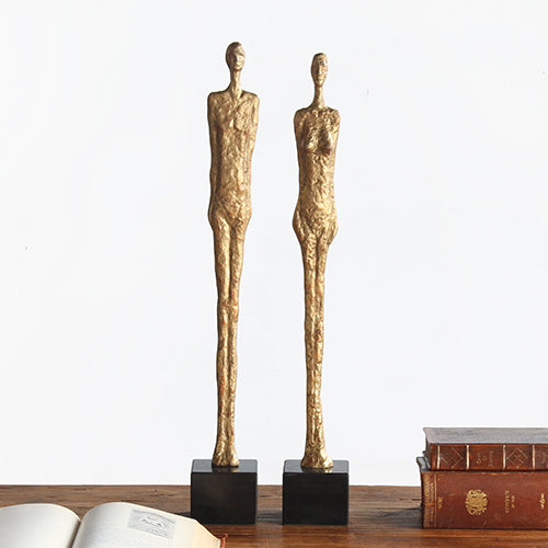 FIG378 - Pair Of Gold Abstract Statues