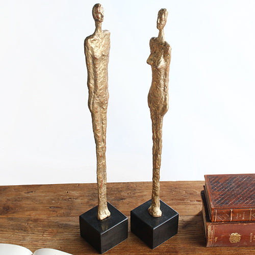 FIG378 - Pair Of Gold Abstract Statues