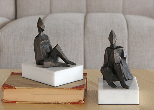 FIG379 - Pair Of Bronze Reclined Figures