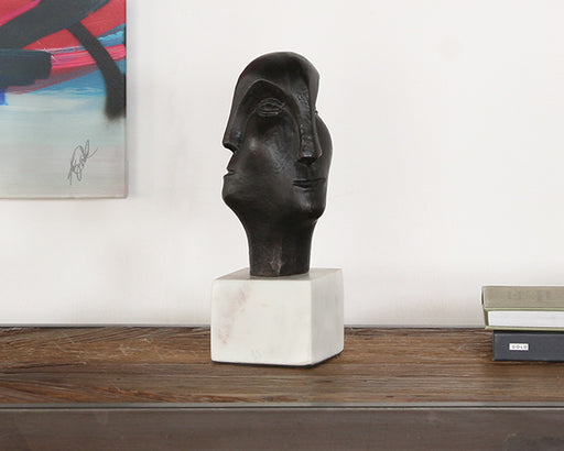 FIG381 - Abstract Three Faces Bronze Sculpture