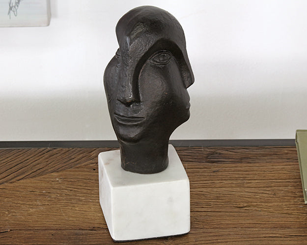 FIG381 - Abstract Three Faces Bronze Sculpture
