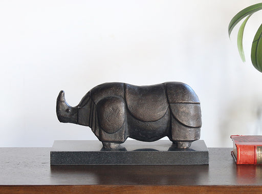 FIG389 - Abstract Style Bronze Rhinoceros