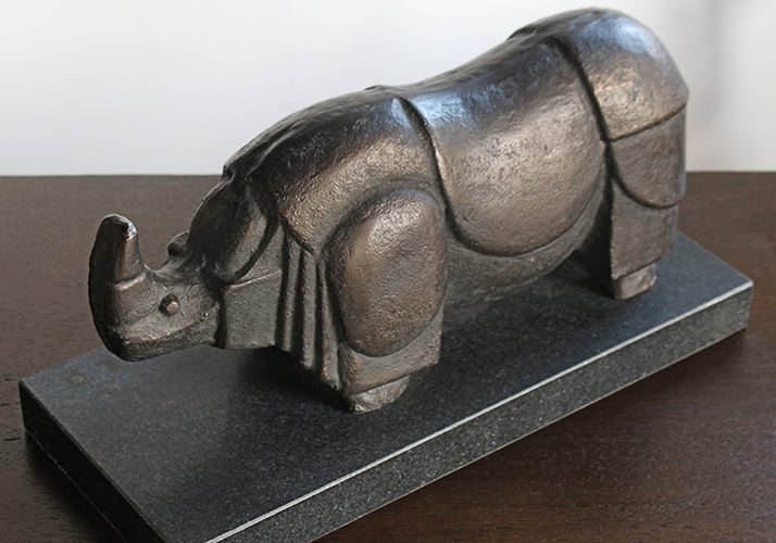 FIG389 - Abstract Style Bronze Rhinoceros