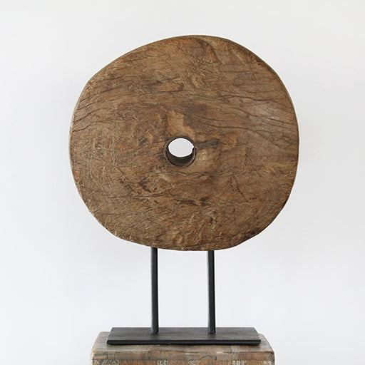 FIG407 - Primitive Wood Disc Sculpture 