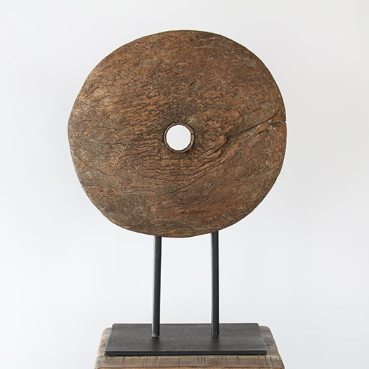 FIG407 - Primitive Wood Disc Sculpture 