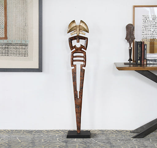 FIG414 - 4' Totem Antique Brass Sculpture