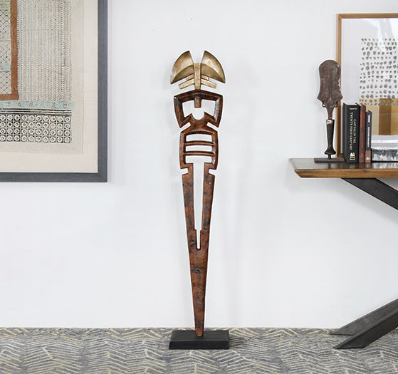 FIG414 - 4' Totem Antique Brass Sculpture