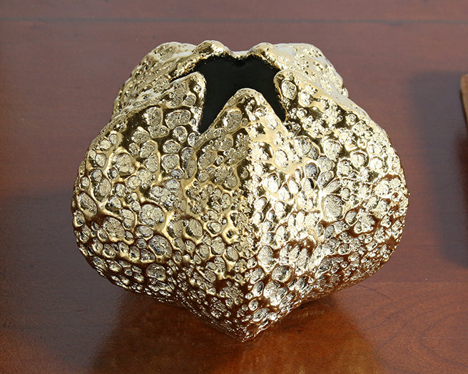 FIG435 - Small Hammered Gold Pinched Vase