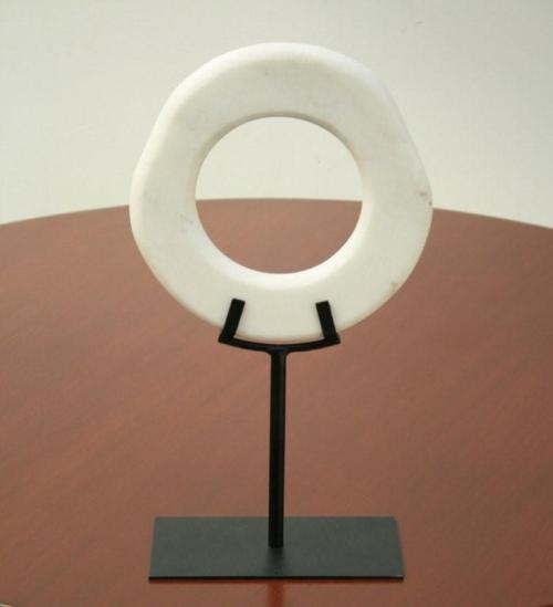 fig90 Large Open Circle Marble Iron Sculpture 7