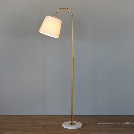 Brass Curved Neck Floor Lamp With Marble Base