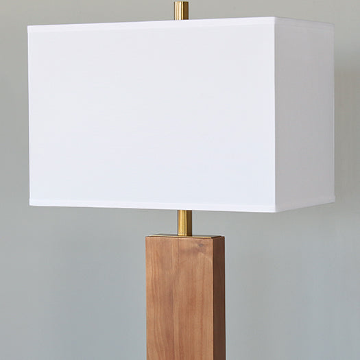 Walnut Flat Column Floor Lamp With Brass Accents