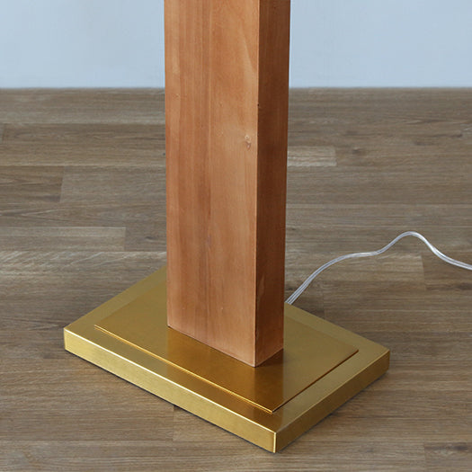 Walnut Flat Column Floor Lamp With Brass Accents