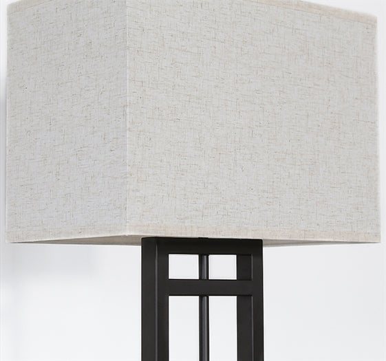 Bronze Banded Floor Lamp With Rectangle Box Shade