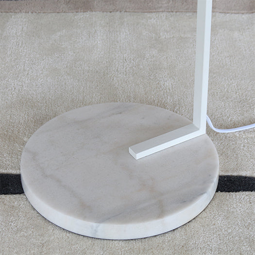 Matte White Floor Lamp W/ Marble Disc Base