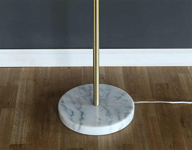White And Brass Floor Lamp With Marble Base