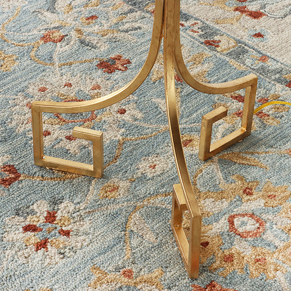 Antique Gold Floor Lamp with Greek Key Base