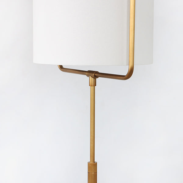 Natural Brass Floor Lamp W/Ensconced White Shade