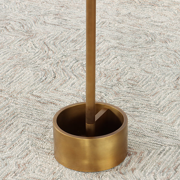 Natural Brass Floor Lamp W/Ensconced White Shade