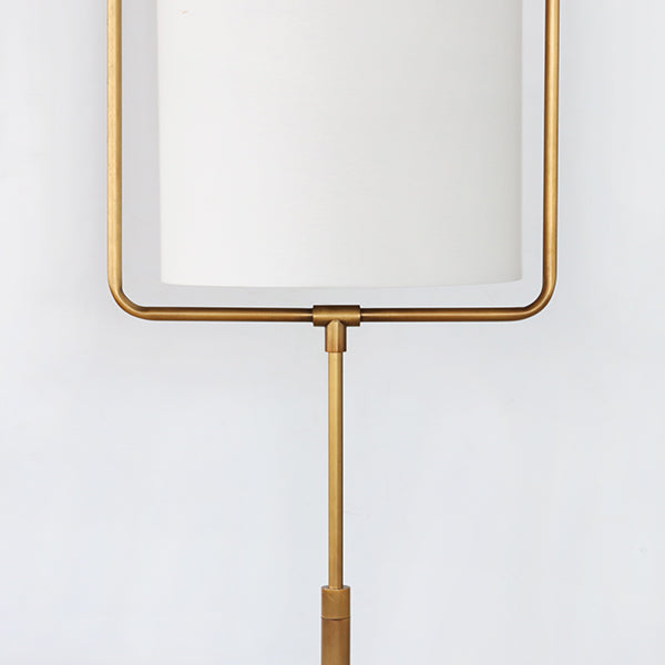 Natural Brass Floor Lamp W/Ensconced White Shade