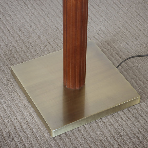 Wood And Weathered Brass Torchiere