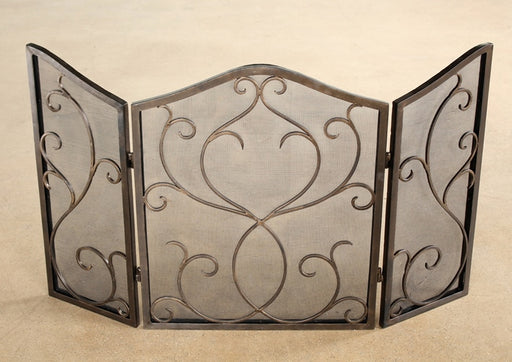 FPL20 Bronze Flare Scroll Mesh Fireplace Screen