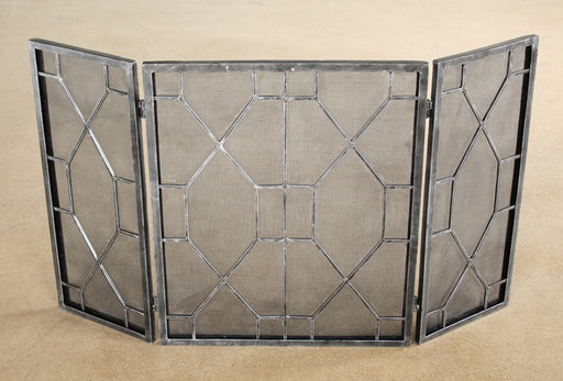 FPL21 Pewter Mesh Geometric Fireplace Screen