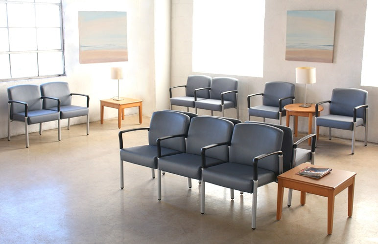 AC155 Gray Upholstered 2-Seater Waiting Room Chair 