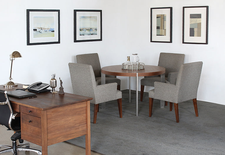 AC232 - Grey Tweed Armchair with Walnut Legs