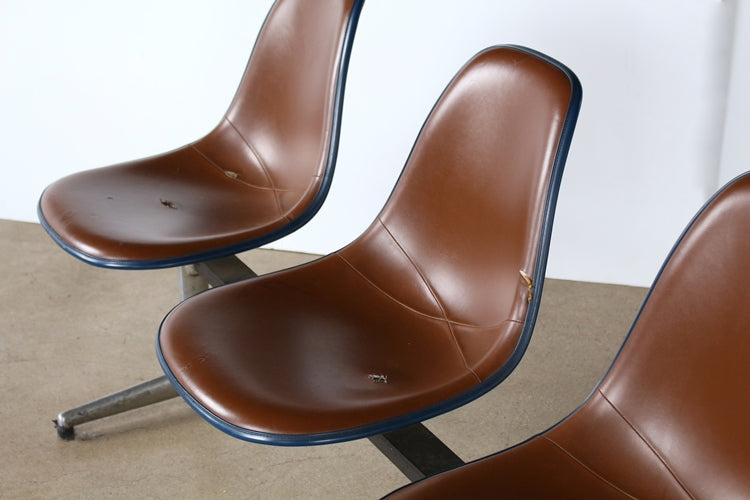 Set of Brown Vinyl Ganged Seating