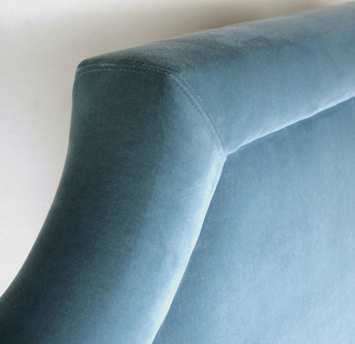 Sky Blue Velvet Twin Headboard