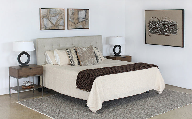 Beige King Size Upholstered Headboard 1