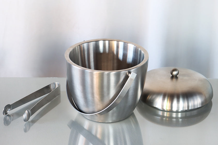 Round Steel Ice Holder w/ Tongs
