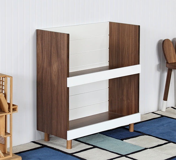 Minimo Modern Walnut White Kids Bookcase
