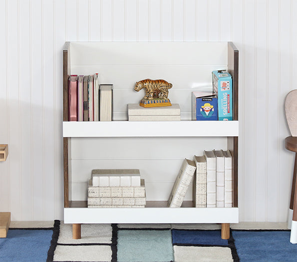 Minimo Modern Walnut White Kids Bookcase