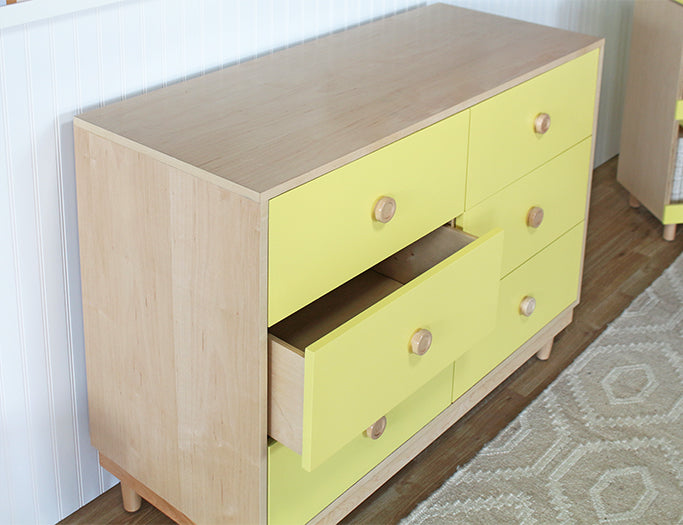 Lukka Modern Maple Yellow Kids 6-Drawer Dresser