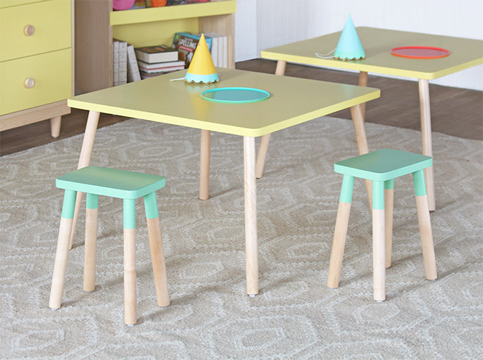 Peewee Maple Mint Square Kids Chair (Set Of 2)
