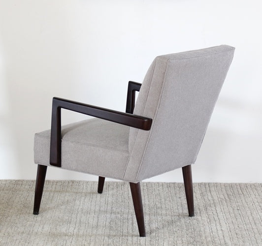 Gray Lounge Chair with Tapered Wenge Legs