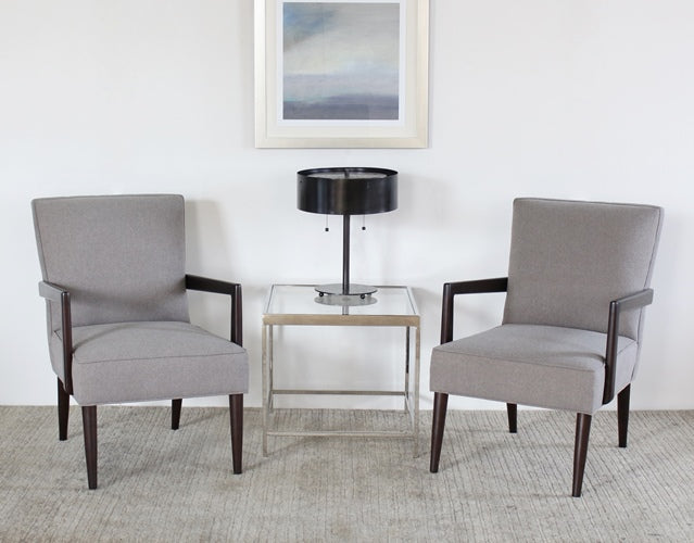 Gray Lounge Chair with Tapered Wenge Legs