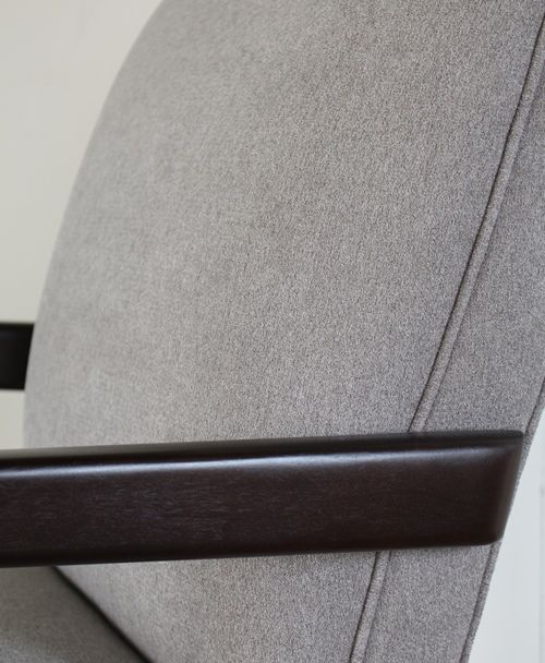 Gray Lounge Chair with Tapered Wenge Legs