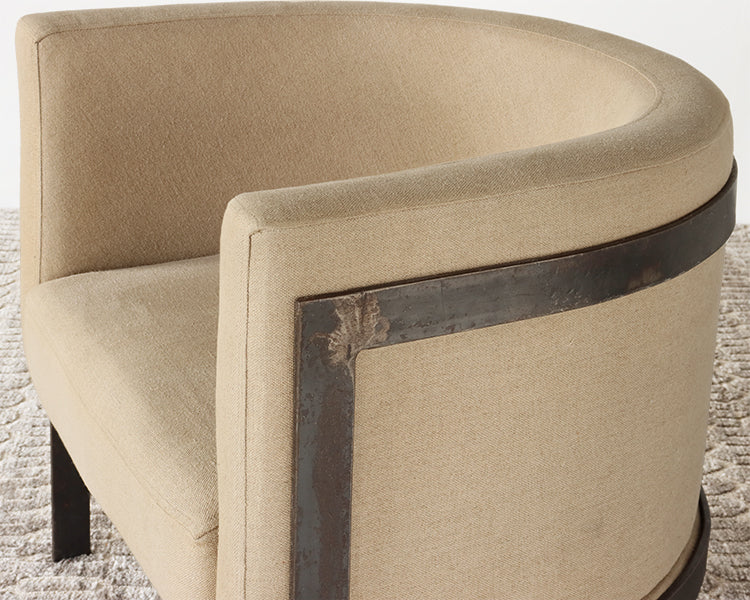 Antique Brass Chair with Black Leather Upholstery