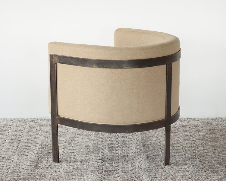 Antique Brass Chair with Black Leather Upholstery