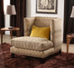LC207 Zigzag Lounge Chair with Nailhead Trim and 1 Chartreuse Velvet Pillow