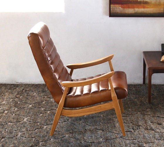 LC229 Danish Modern Lounge Chair in Caramel Leather
